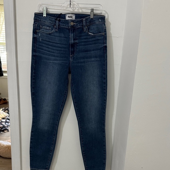 PAIGE Hoxton Ankle High Rise Women's Dark Blue Skinny Jeans NWT - Picture 1 of 9